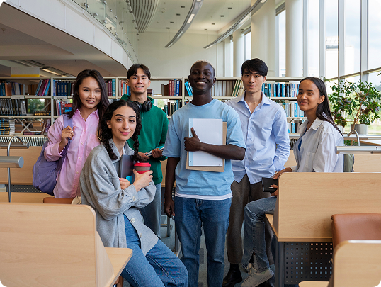 Students in library
